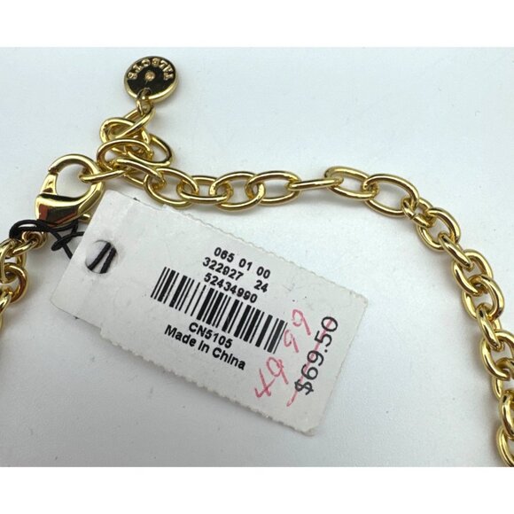 Talbots Gold Tone Multi Colored Rhinestone Necklace NEW With Tag - Picture 6 of 6